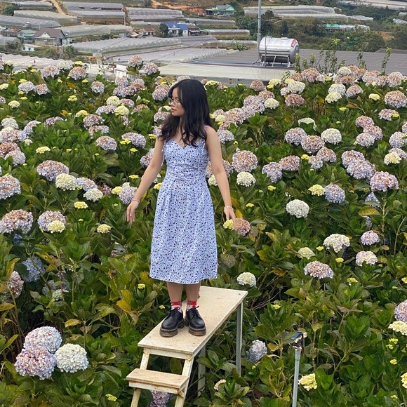 Blue floral midi dress - Picture 6 of 8